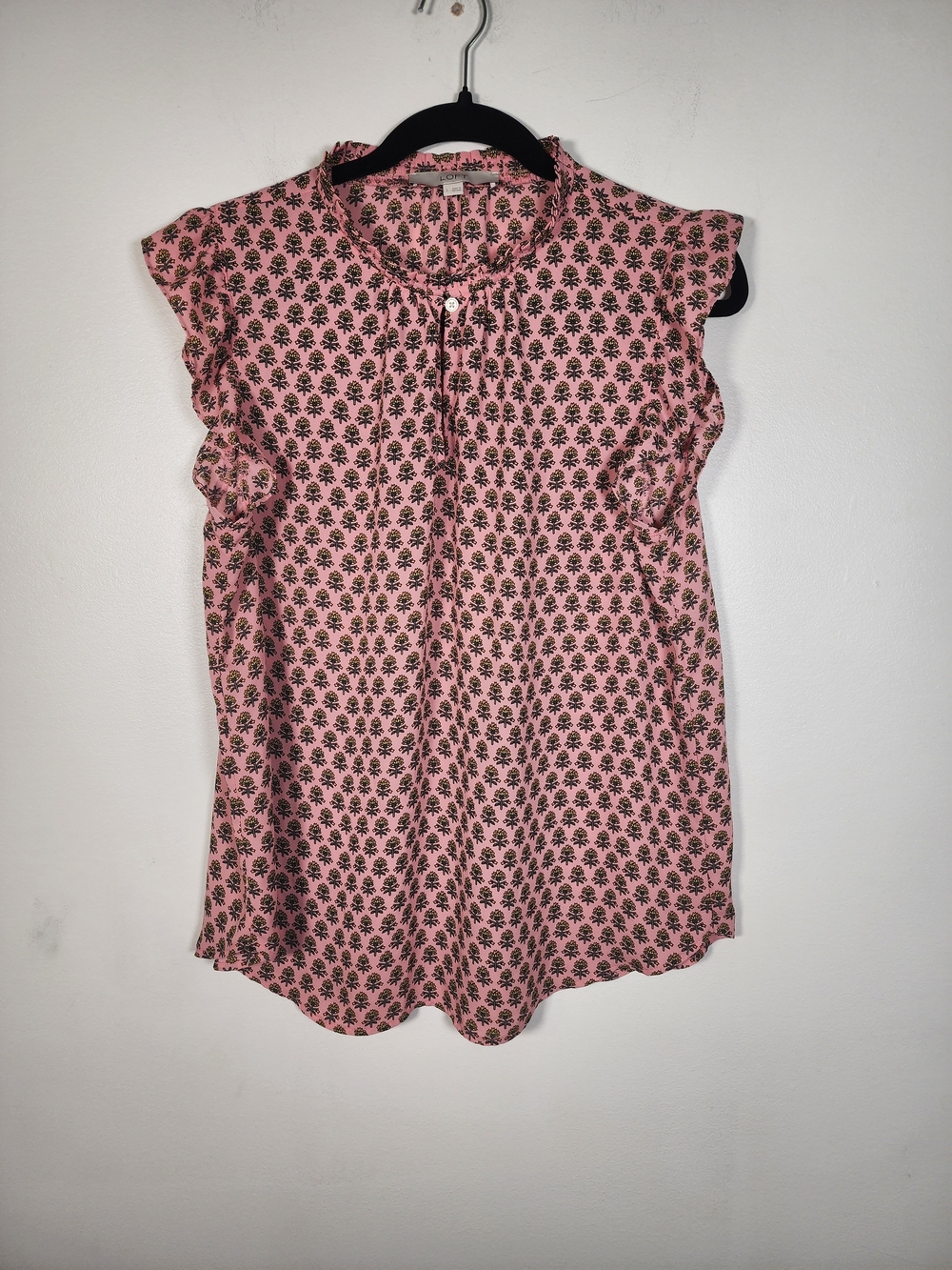 LOFT Pink Printed Flutter Sleeve Women's Top - Picture 2 of 7